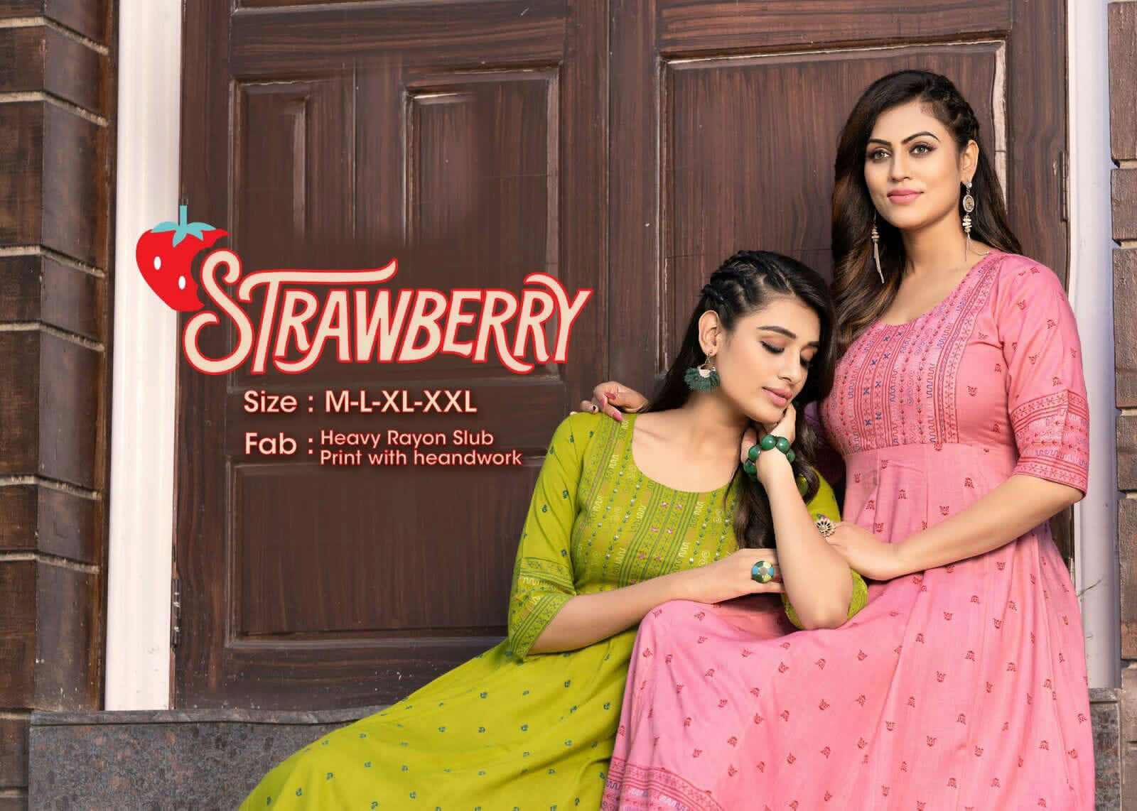 Golden Strawberry 1 Heavy Rayon Designer fancy Wear Designer Kurti Collection